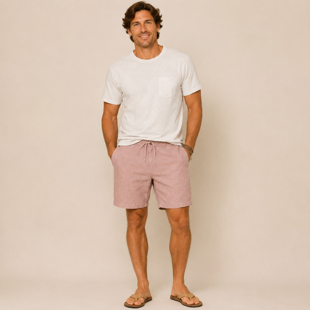 Faherty Tradewinds Linen Blend Shorts Maui Mauve Drawstring 7" Inseam Men's 40